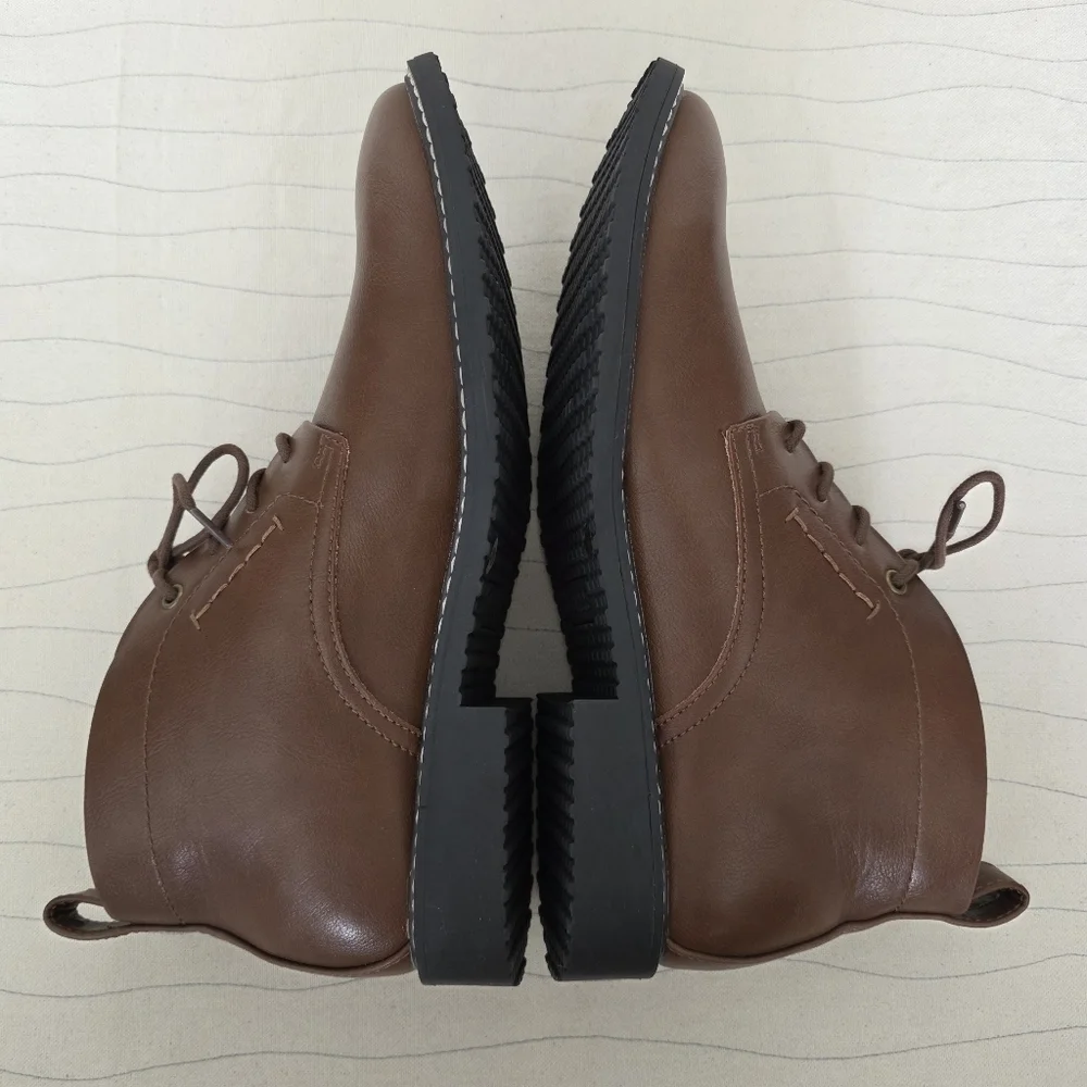 GUESS Mens Faux Leather Brown Ankle Dress Boots Shoes GMTINLY-R Size 8.5 NEW
